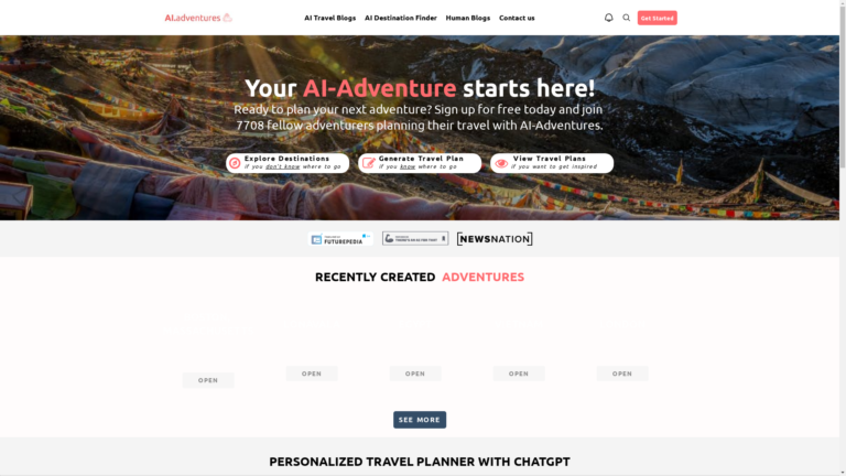 Capture d'écran de la page du site de AI-Adventures