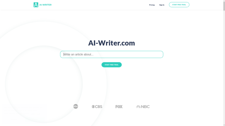 Capture d'écran de la page du site de AI-Writer