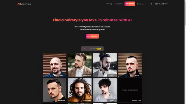Capture d'écran de la page du site de Aihairstyles.com