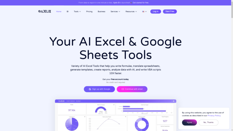 Capture d'écran de la page du site de Ajelix