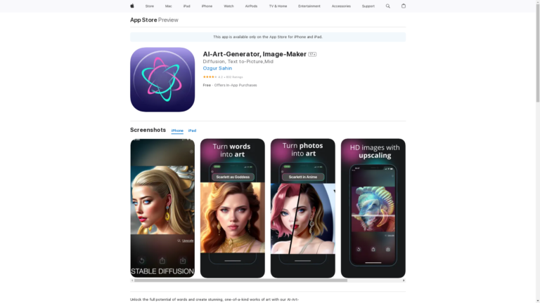 Capture d'écran de la page du site de AI Art Generator | Image-Maker