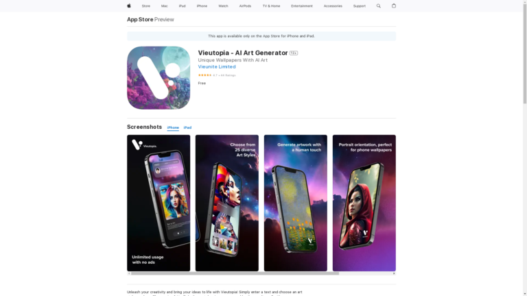 Capture d'écran de la page du site de Vieutopia