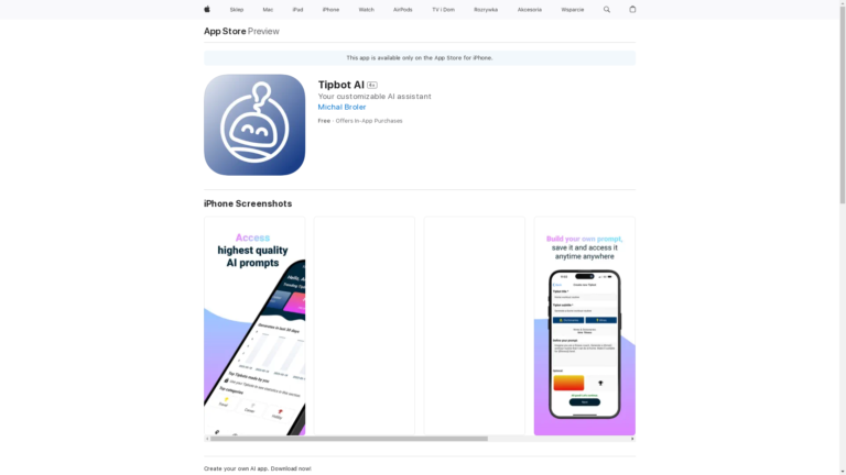 Capture d'écran de la page du site de Tipbot AI