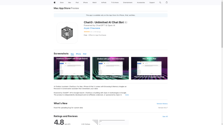 Capture d'écran de la page du site de ChatGuru