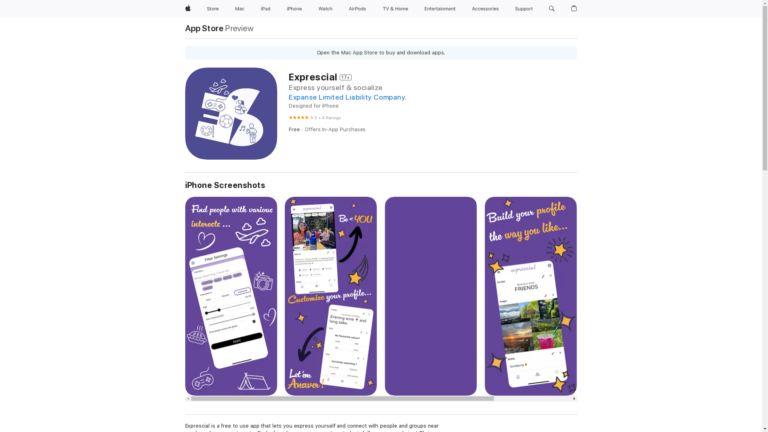 Capture d'écran de la page du site de Exprescial