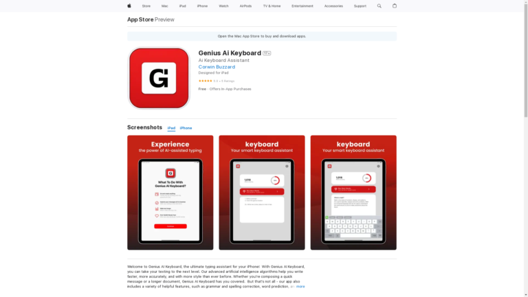 Capture d'écran de la page du site de Genius Ai