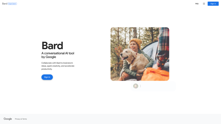 Capture d'écran de la page du site Google Bard