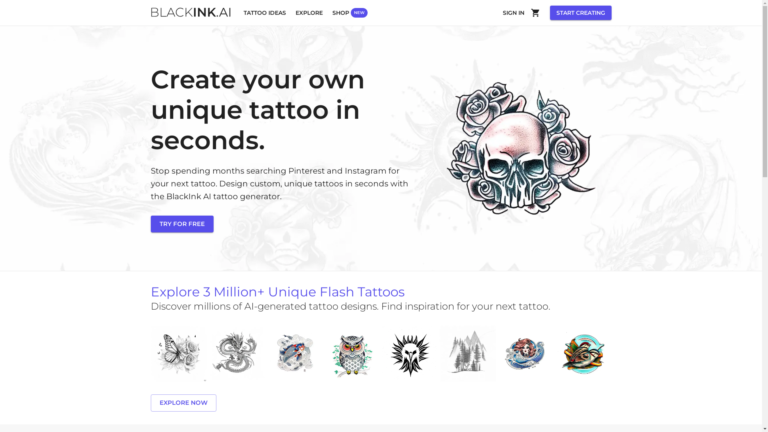 Capture d'écran de la page du site de BlackInk