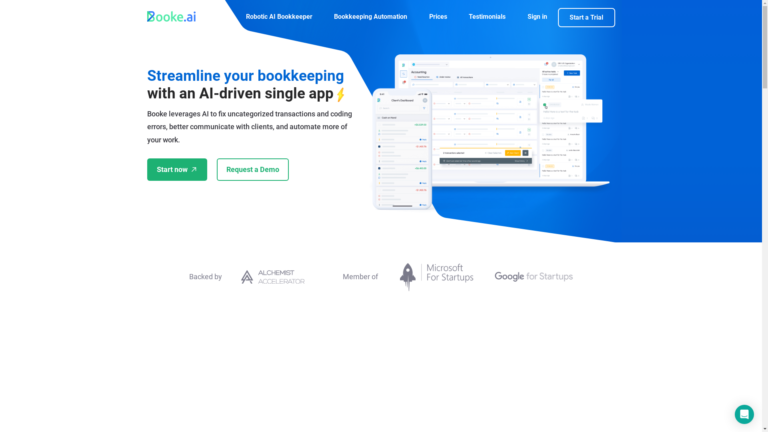 Capture d'écran de la page du site de Booke AI