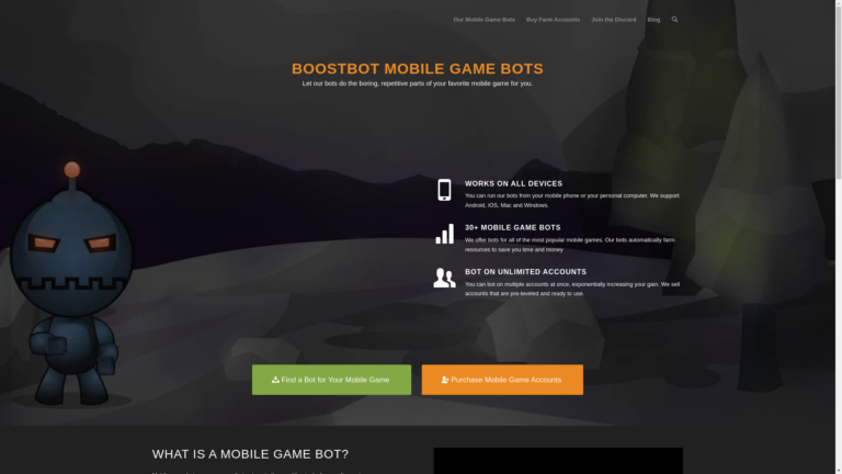 Capture d'écran de la page du site de Boostbot