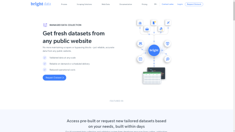 Capture d'écran de la page du site de Dataset Marketplace