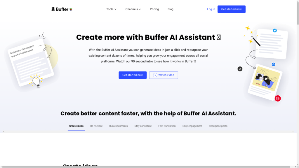 Capture d'écran de la page du site de Buffer