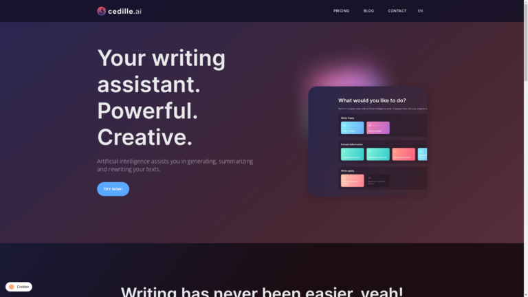 Capture d'écran de la page du site de Cedille.ai