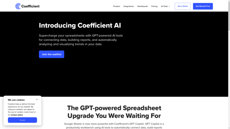 Capture d'écran de la page du site de Coefficient