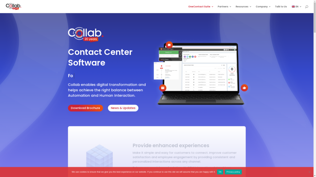 Capture d'écran de la page du site de Collab.com