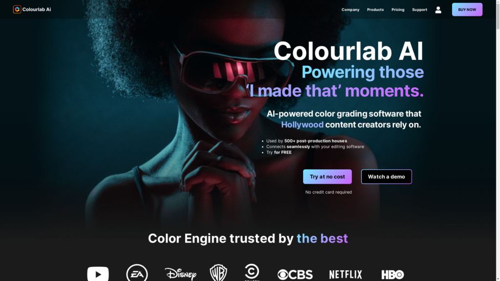 Capture d'écran de la page du site de Colourlab