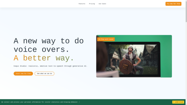 Capture d'écran de la page du site de Coqui