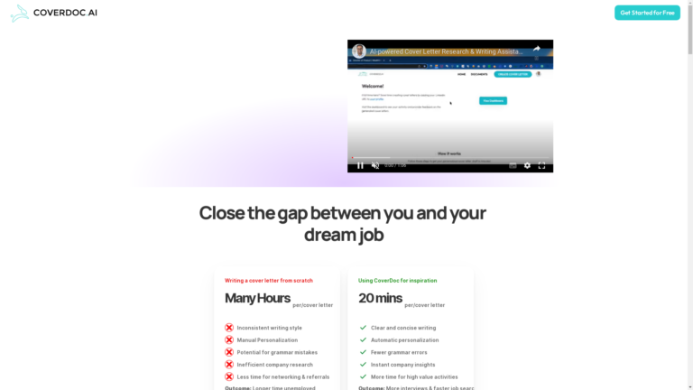 Capture d'écran de la page du site de CoverDoc.ai