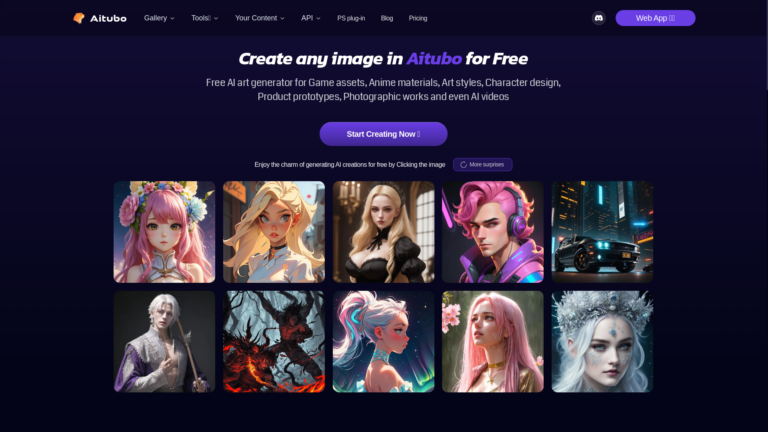Capture d'écran de la page du site de Aitubo