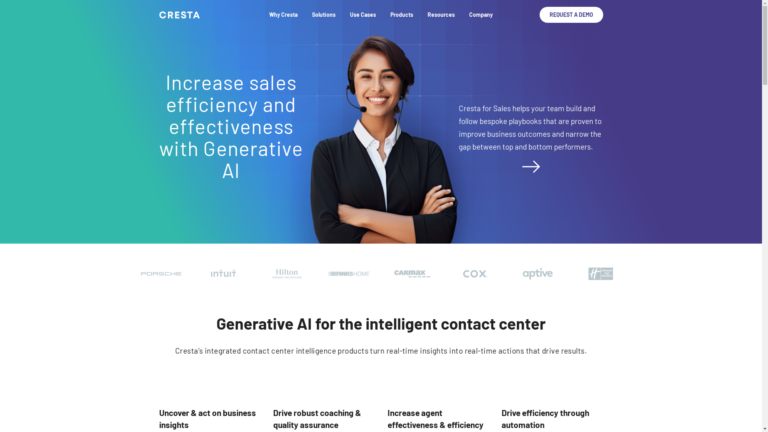 Capture d'écran de la page du site de Cresta