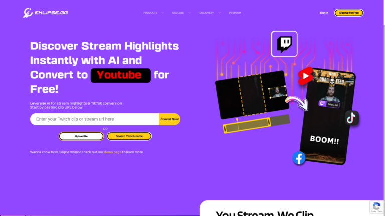 Capture d'écran de la page du site de Eklipse