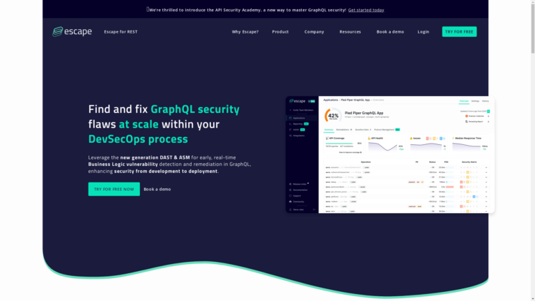 Capture d'écran de la page du site de Escape