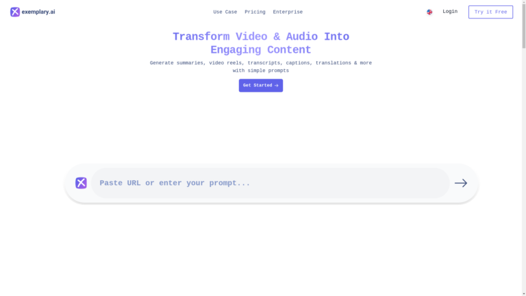 Capture d'écran de la page du site de Exemplary ai