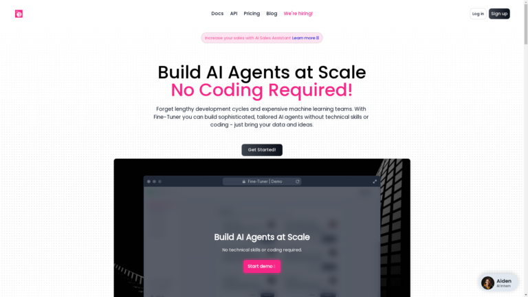 Capture d'écran de la page du site de Fine-Tuner