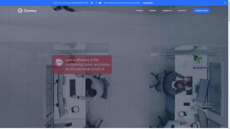 Capture d'écran de la page du site de Gamma.ai
