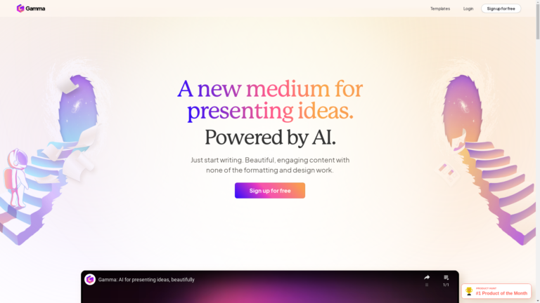 Capture d'écran de la page du site de Gamma