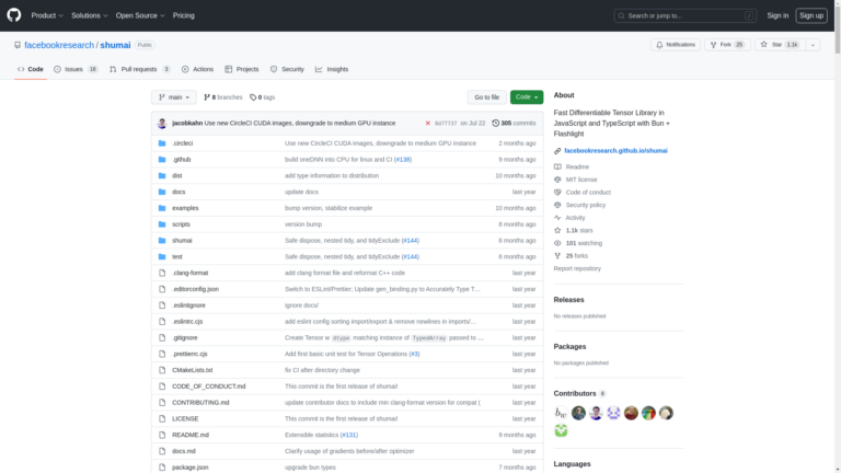 Capture d'écran de la page du site de Shumai (Meta)