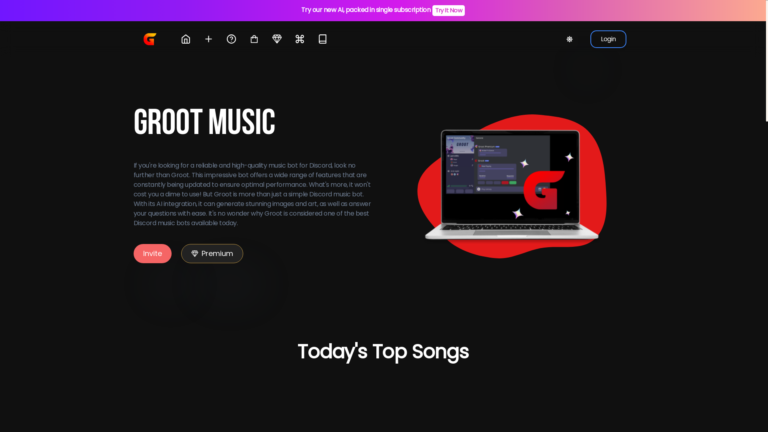 Capture d'écran de la page du site de Groot Music