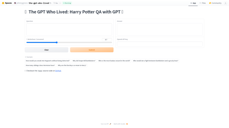 Capture d'écran de la page du site de The GPT Who Lived