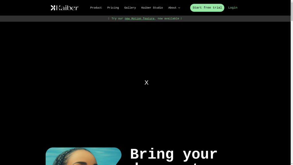 Capture d'écran de la page du site de Kaiber.ai