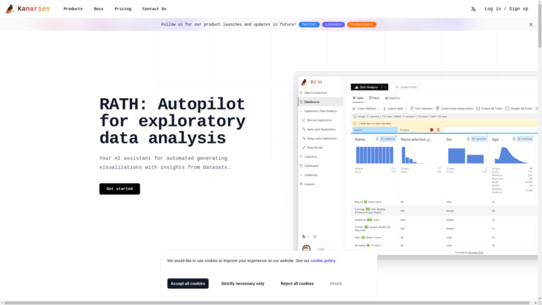 Capture d'écran de la page du site de Rath by Kanarie