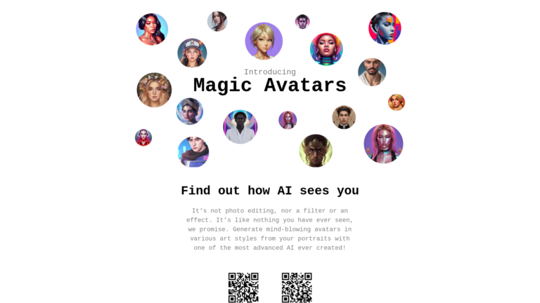 Capture d'écran de la page du site de Lensa AI