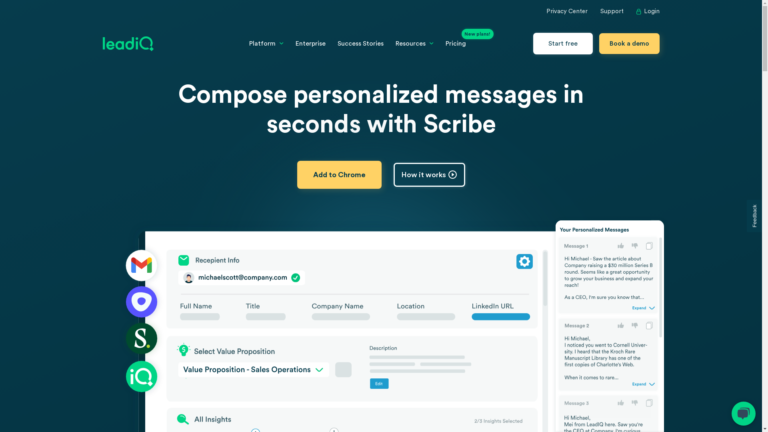 Capture d'écran de la page du site de AI Email Generator