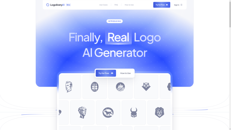 Capture d'écran de la page du site de LogoliveryAI