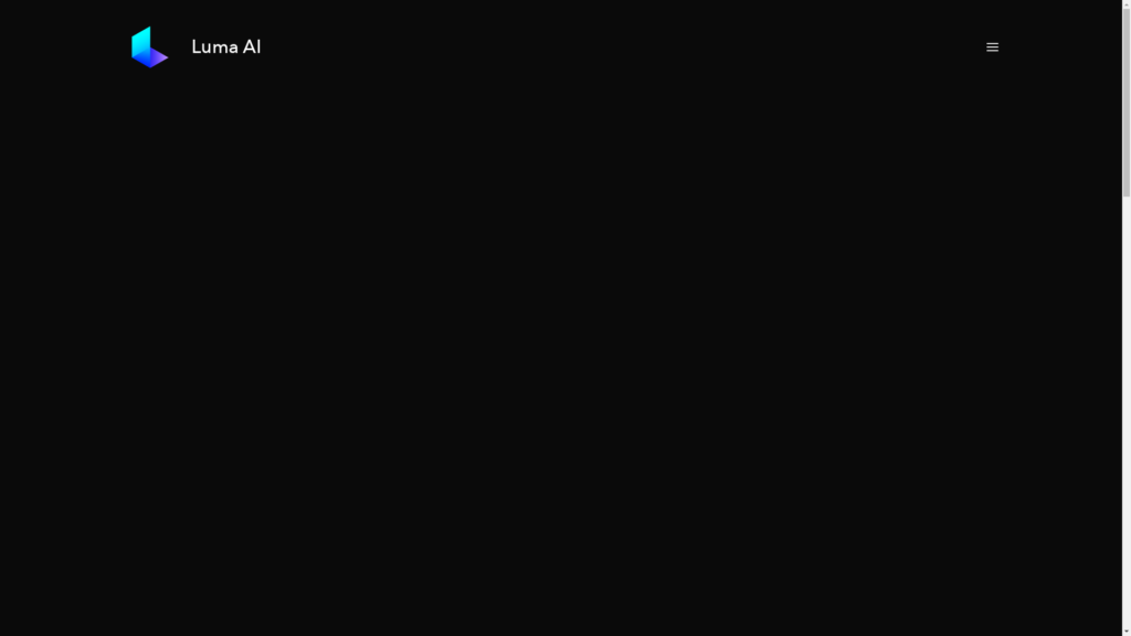 Capture d'écran de la page du site de Luma AI