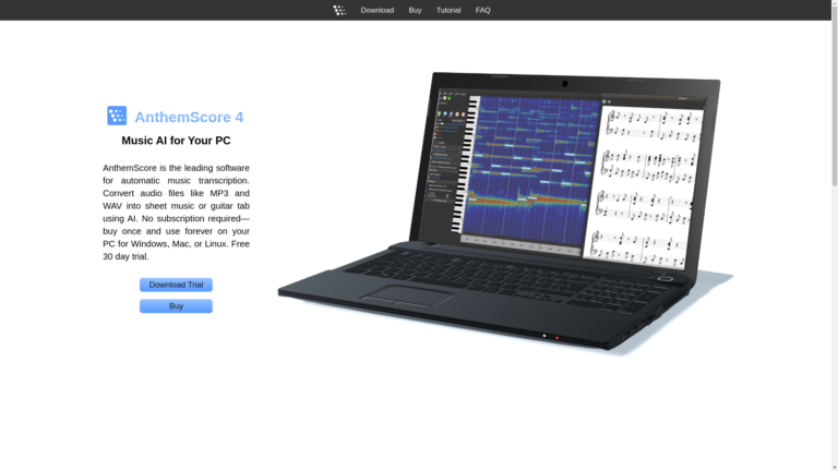 Capture d'écran de la page du site de AnthemScore
