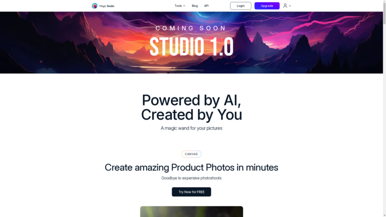 Capture d'écran de la page du site de Magic Studio