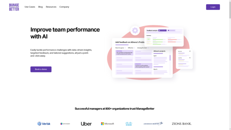 Capture d'écran de la page du site de Managebetter