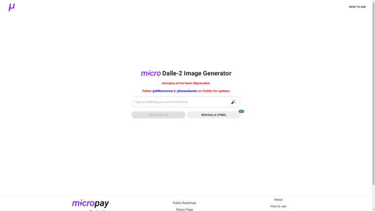 Capture d'écran de la page du site de Micropay