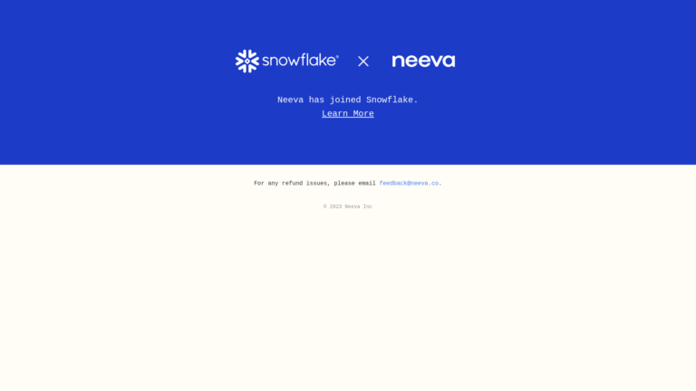 Capture d'écran de la page du site de NeevaAI