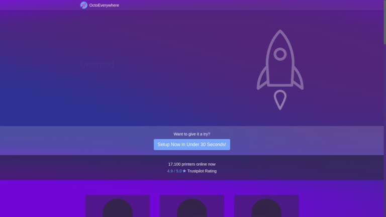 Capture d'écran de la page du site de OctoEverywhere