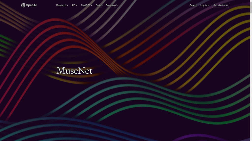 Capture d'écran de la page du site de Musenet