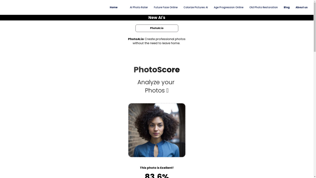 Capture d'écran de la page du site de Photor AI