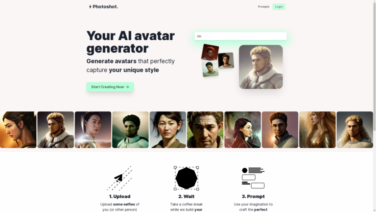 Capture d'écran de la page du site de Photoshot