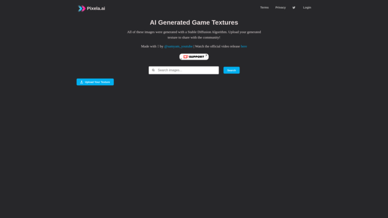 Capture d'écran de la page du site de Pixela AI