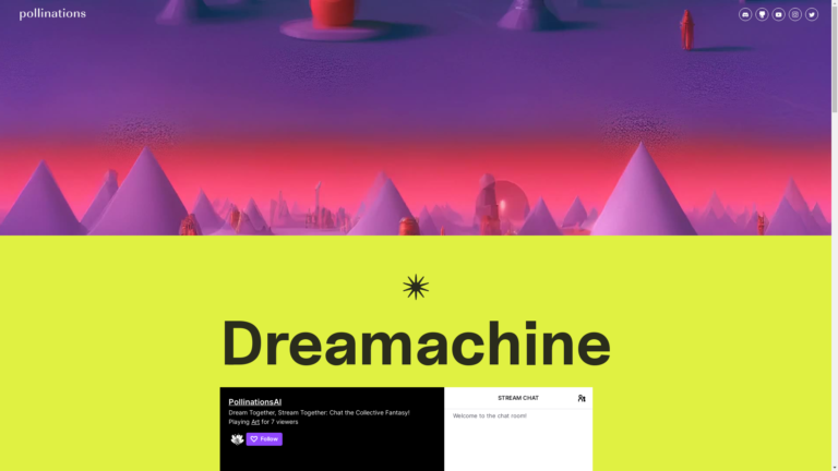 Capture d'écran de la page du site de Pollinations